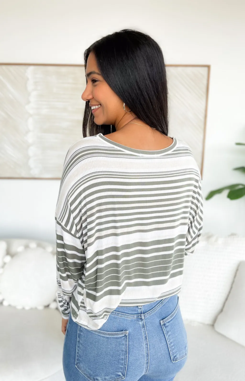 Ashlynn Long Sleeve Rib Striped Top