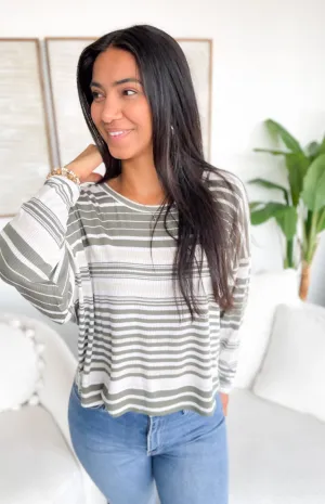 Ashlynn Long Sleeve Rib Striped Top