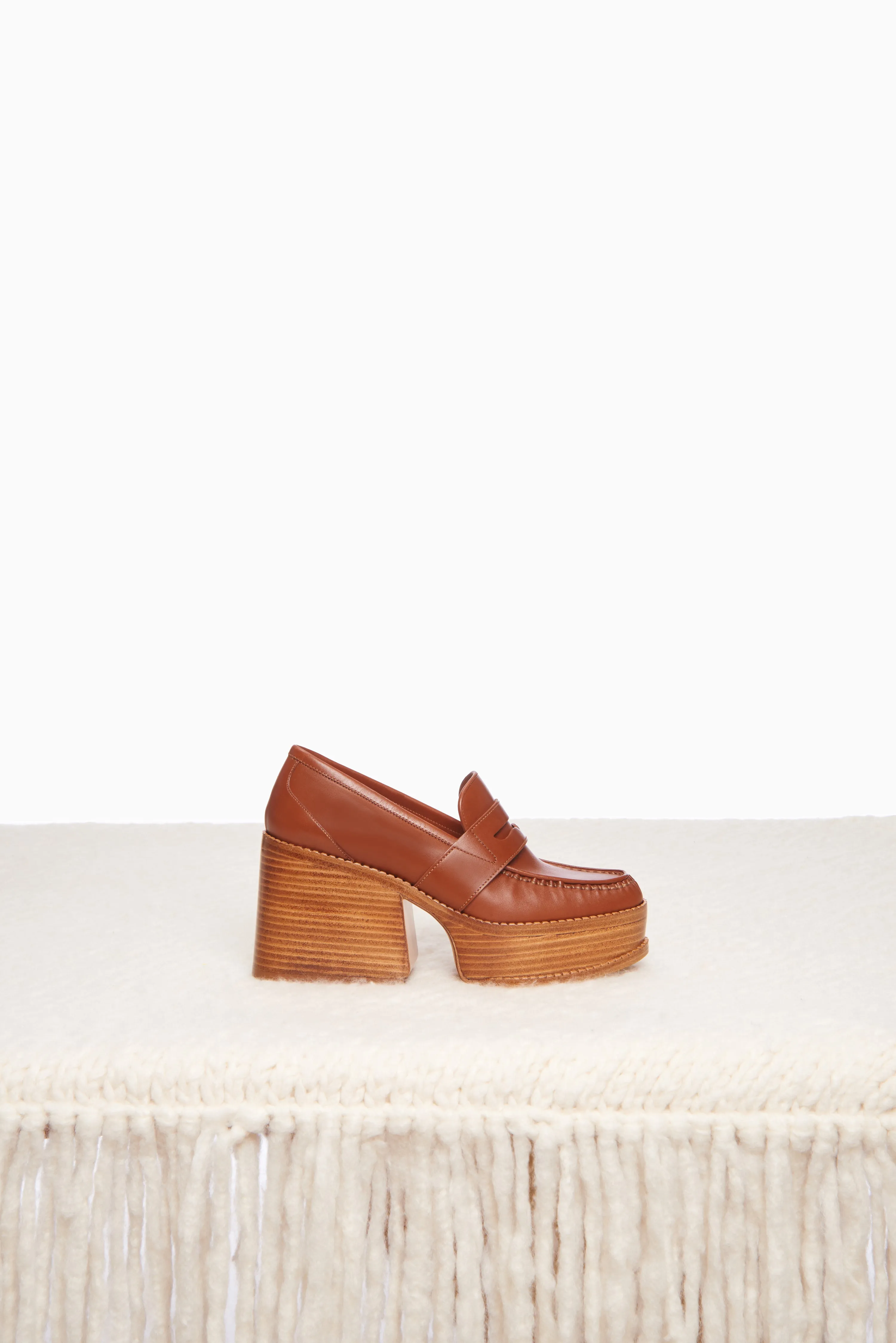 Augusta Platform Loafer in Cognac Leather