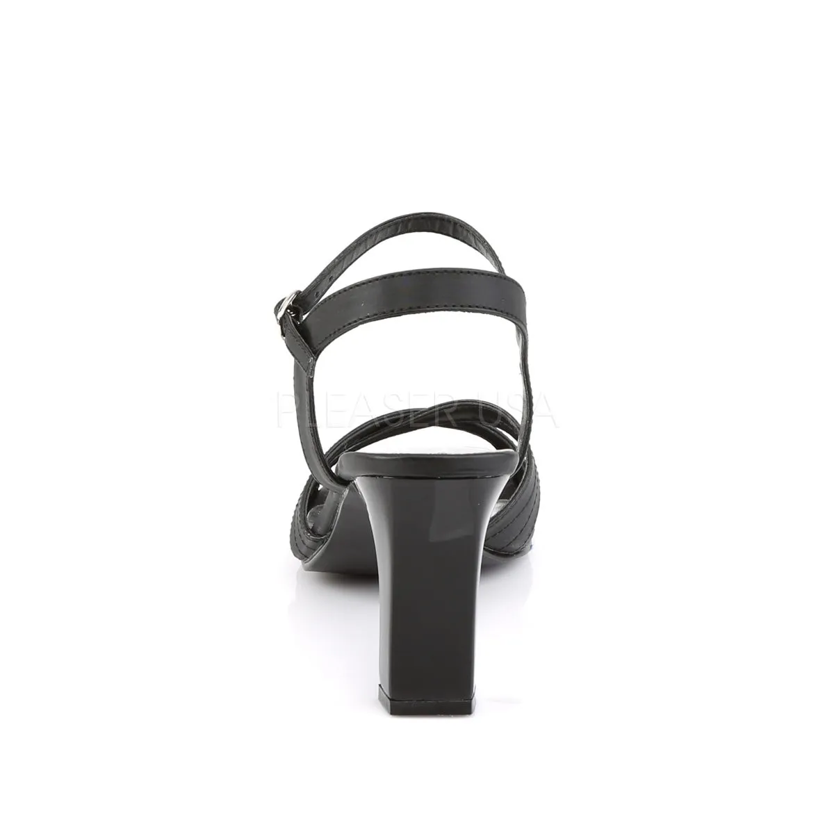 Black Sandals with 3-inch Block Heels ROMANCE-313