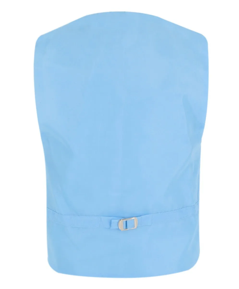 Boys Windowpane Check Blue Waistcoat Set - E-SAM - Blue