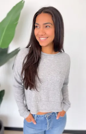Brittany Lightweight Grey Long Sleeve Top