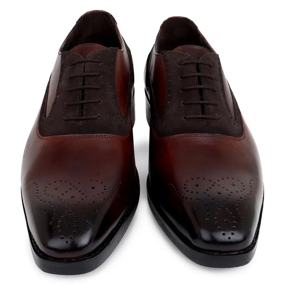 Brown Detailed Oxfords With Medallion