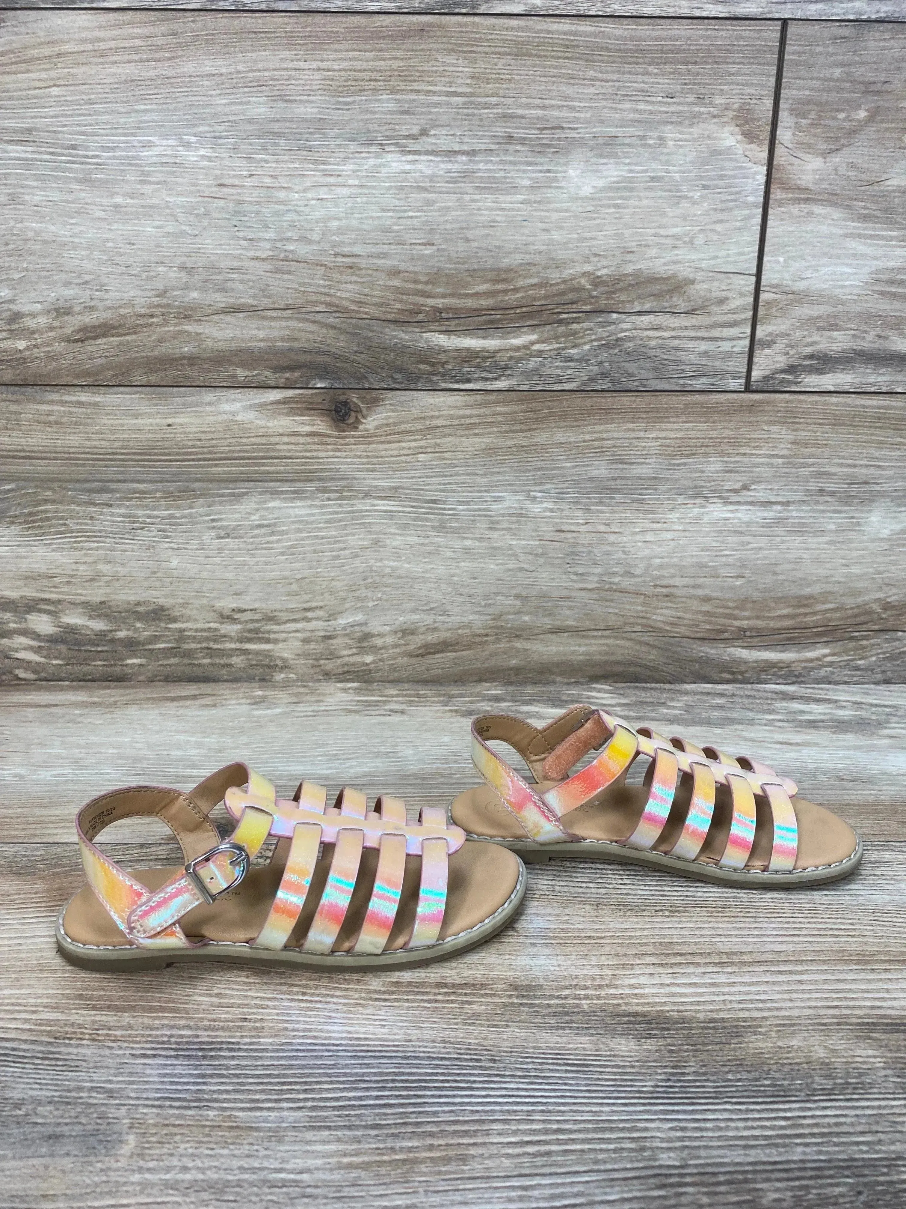 Cat & Jack Iridescent Shanel Fisherman Sandals sz 10c