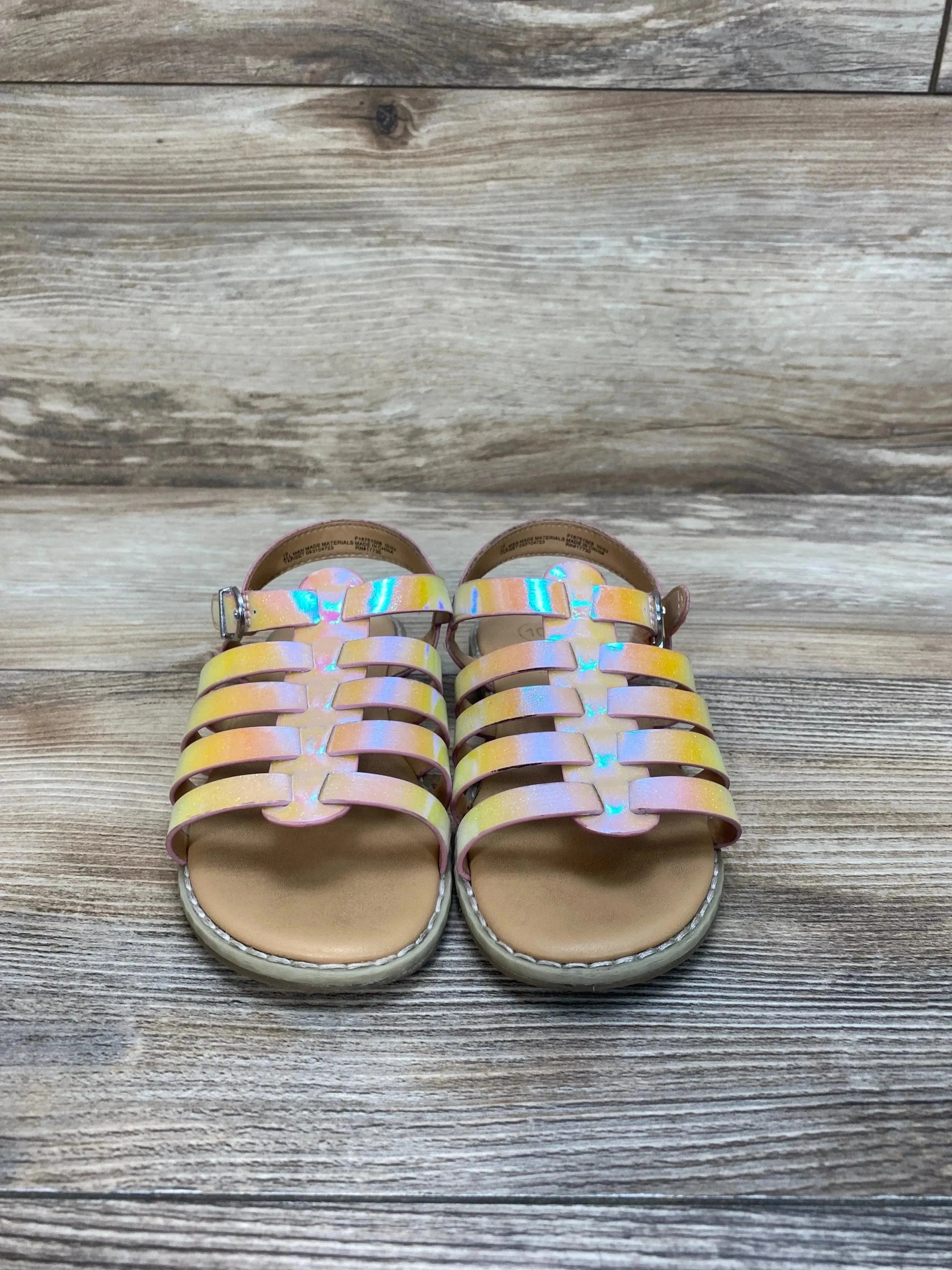 Cat & Jack Iridescent Shanel Fisherman Sandals sz 10c