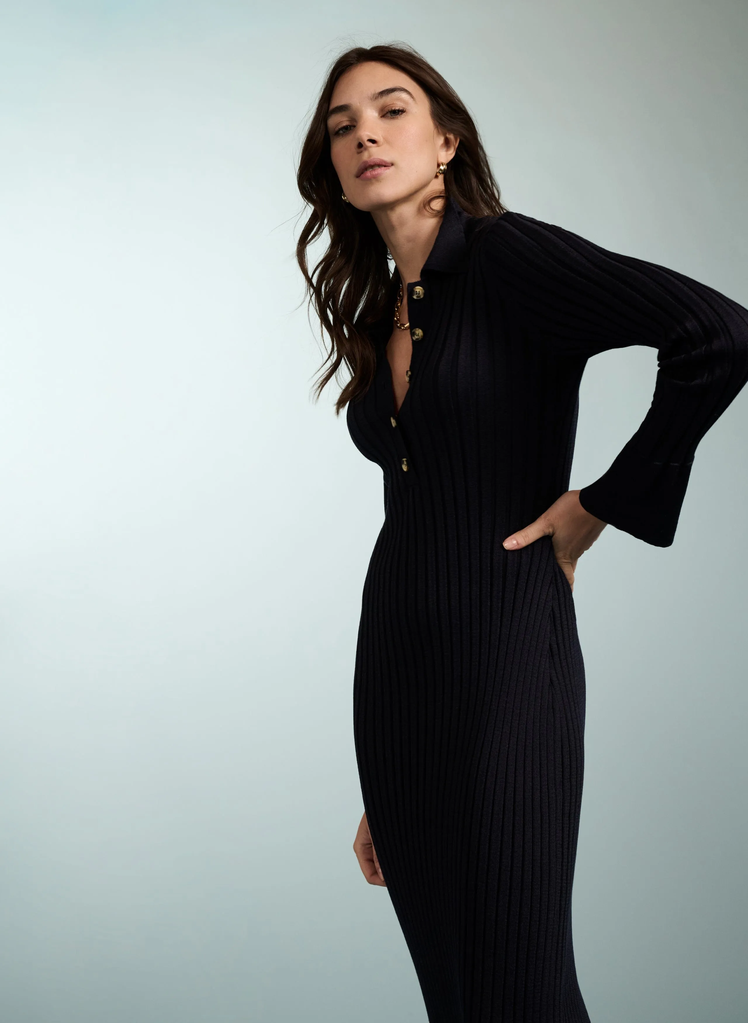 Cece Recycled Polyester & TENCEL™ Dress | Navy