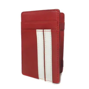 ELLIS - Mens Red Genuine Leather Wallet Magic Flip Wallet with Stripes