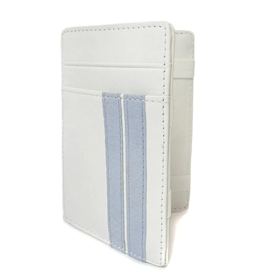ELLIS - Mens White Genuine Leather Wallet Magic Flip Wallet with Stripes