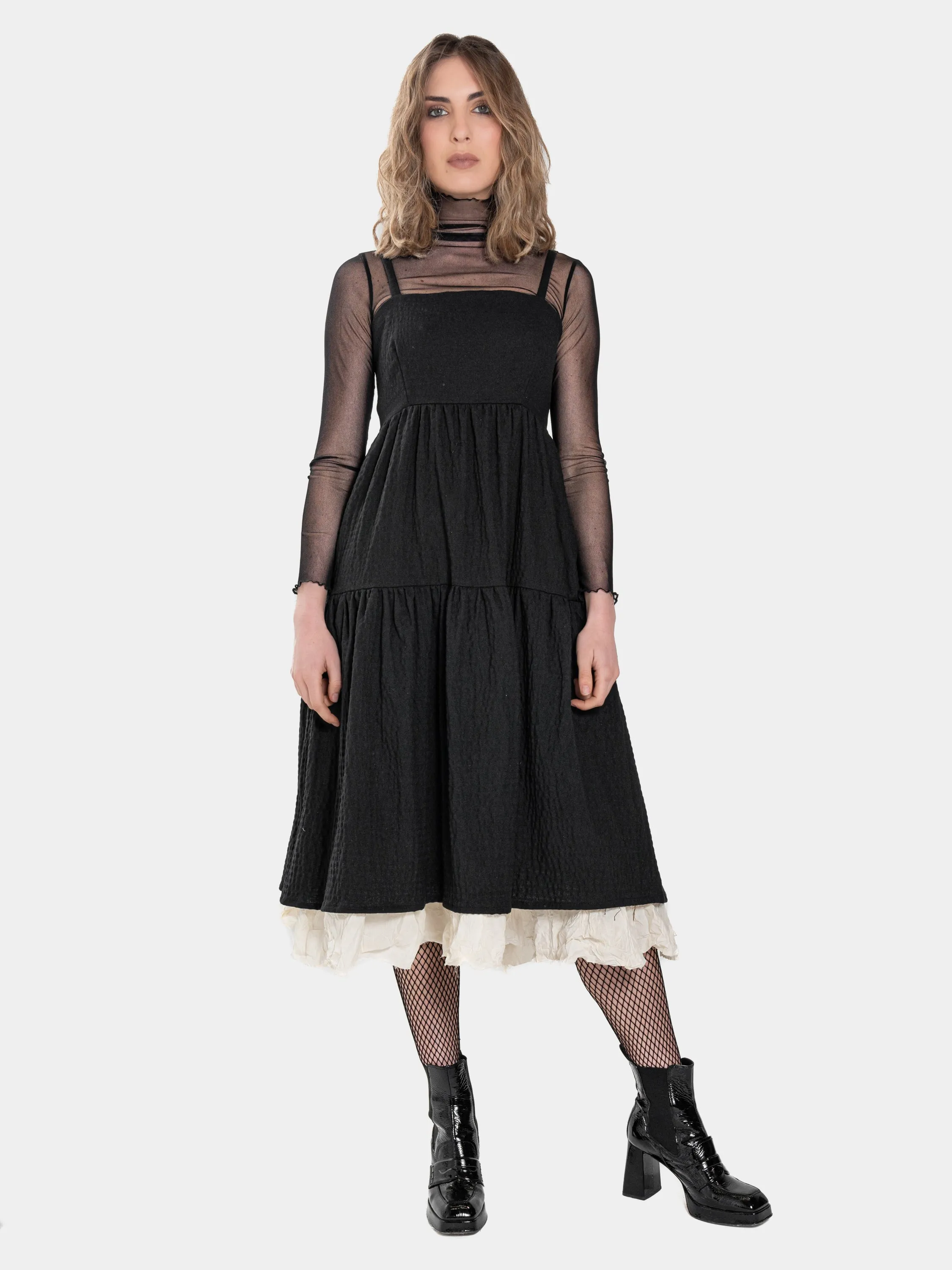 Embossed Spaghetti Strap Tier Sundress