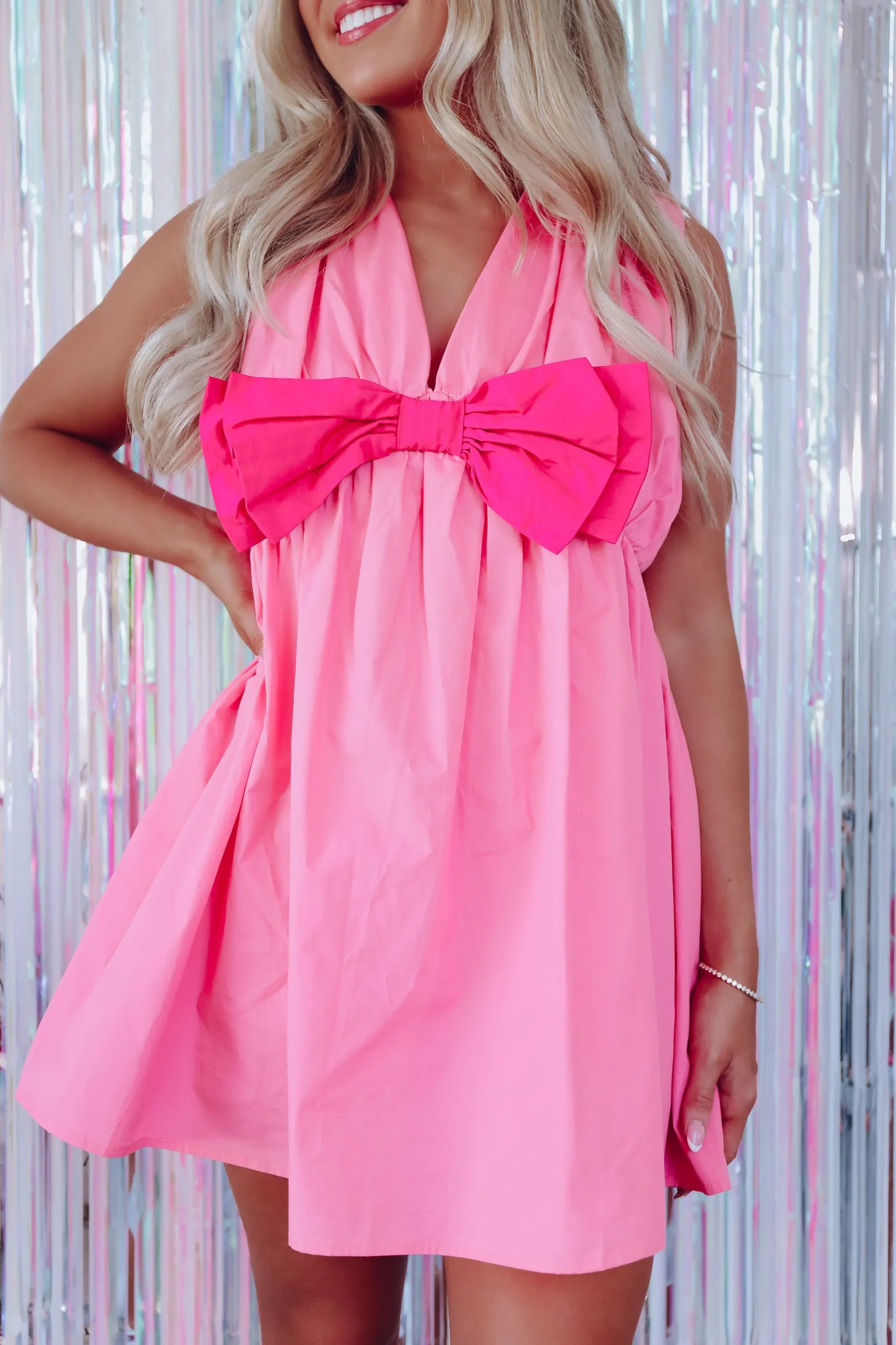 Louisa Poplin Tie Back Romper - Pink