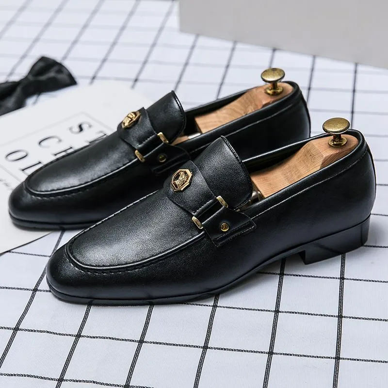 Mens Dress Shoes Slip-On Shoes Genuine Leather Loafers Shoes for Men - 0018