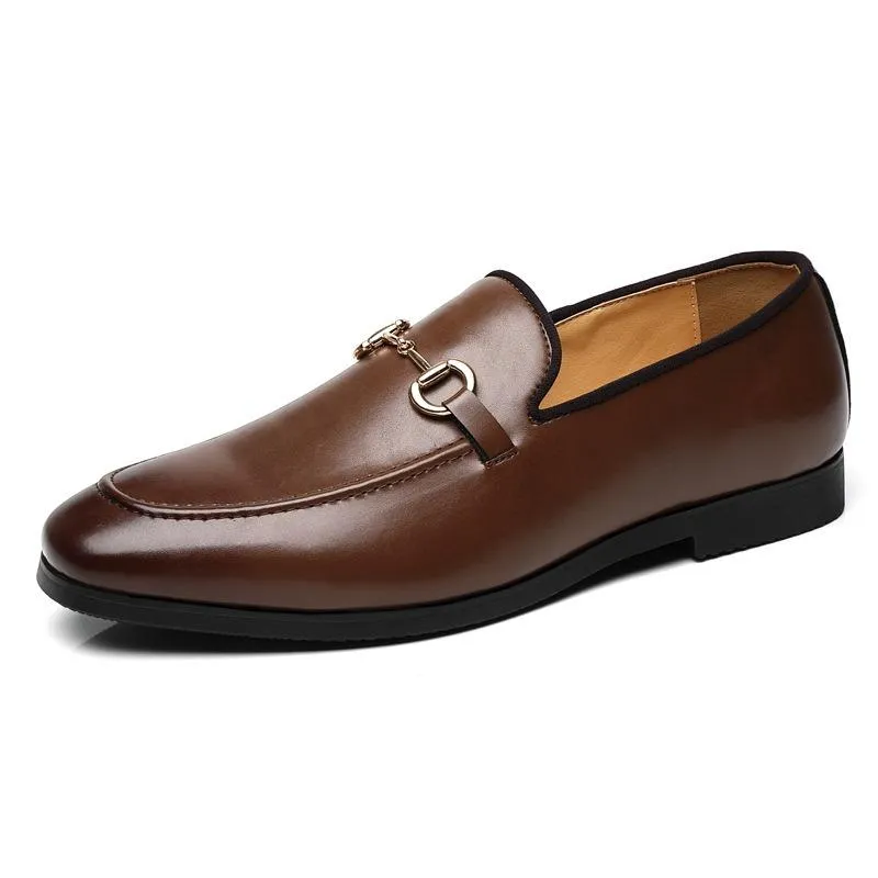 Mens Dress Shoes Slip-On Shoes Genuine Leather Loafers Shoes for Men - 0018