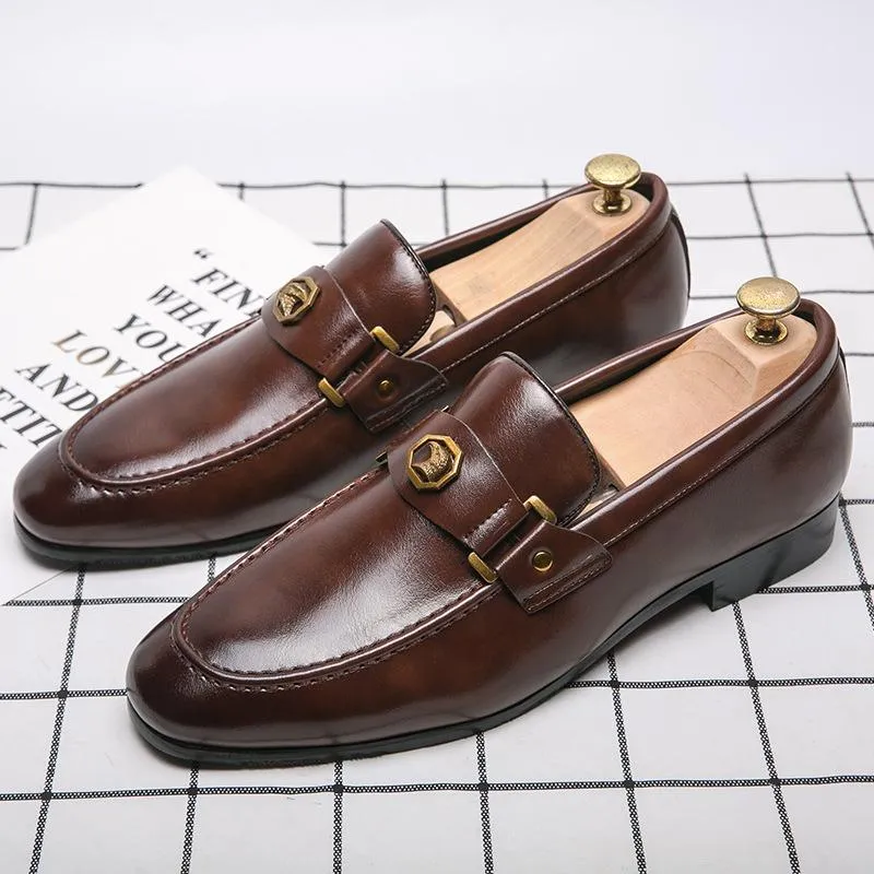Mens Dress Shoes Slip-On Shoes Genuine Leather Loafers Shoes for Men - 0018