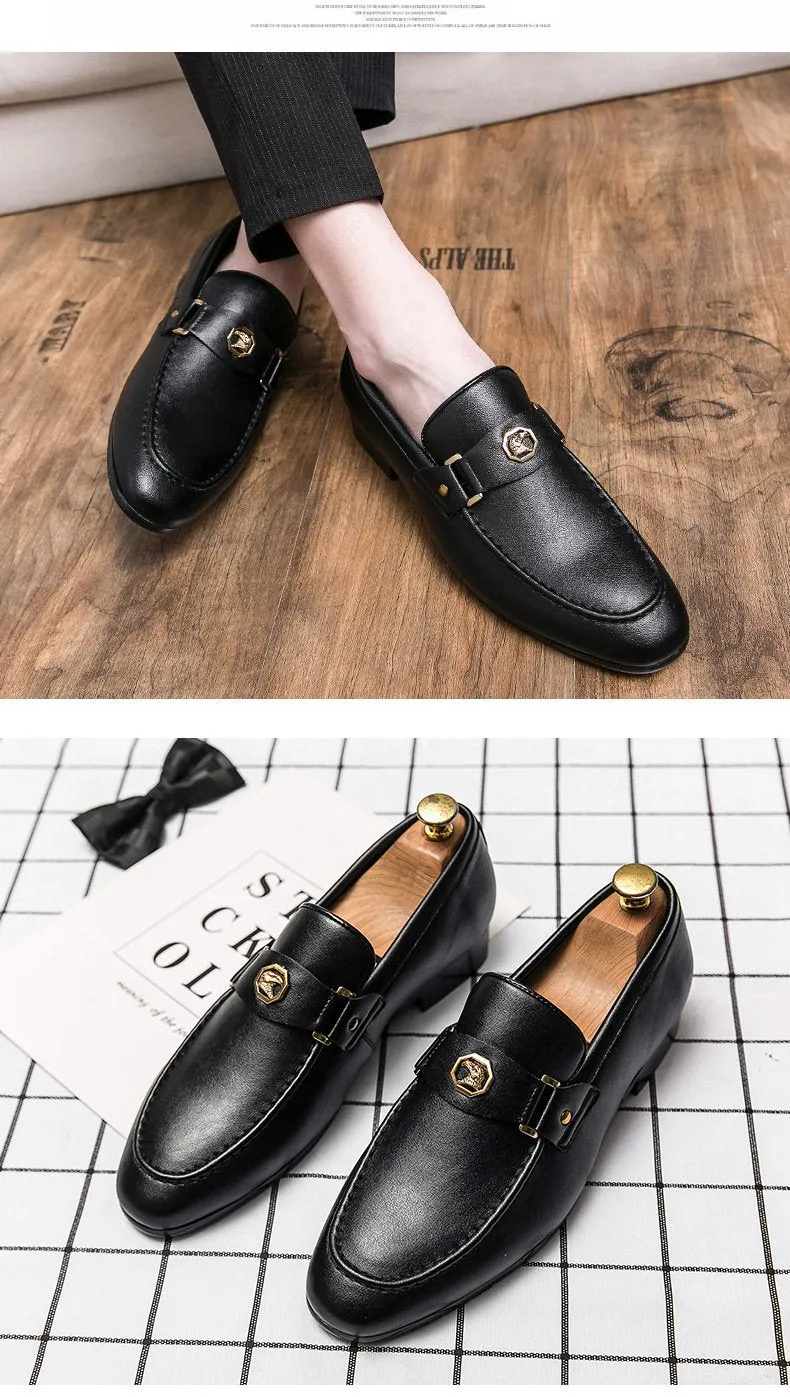 Mens Dress Shoes Slip-On Shoes Genuine Leather Loafers Shoes for Men - 0018