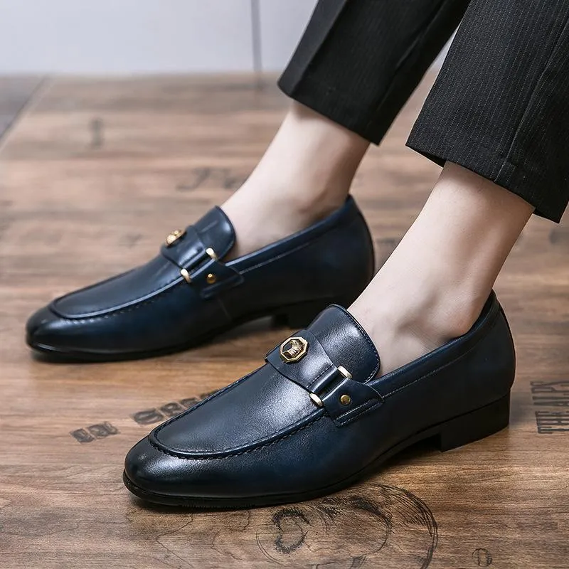 Mens Dress Shoes Slip-On Shoes Genuine Leather Loafers Shoes for Men - 0018