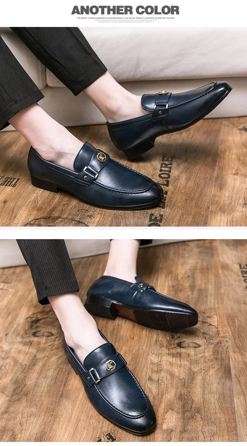 Mens Dress Shoes Slip-On Shoes Genuine Leather Loafers Shoes for Men - 0018