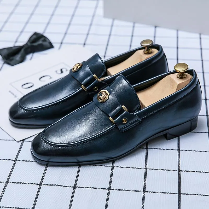 Mens Dress Shoes Slip-On Shoes Genuine Leather Loafers Shoes for Men - 0018