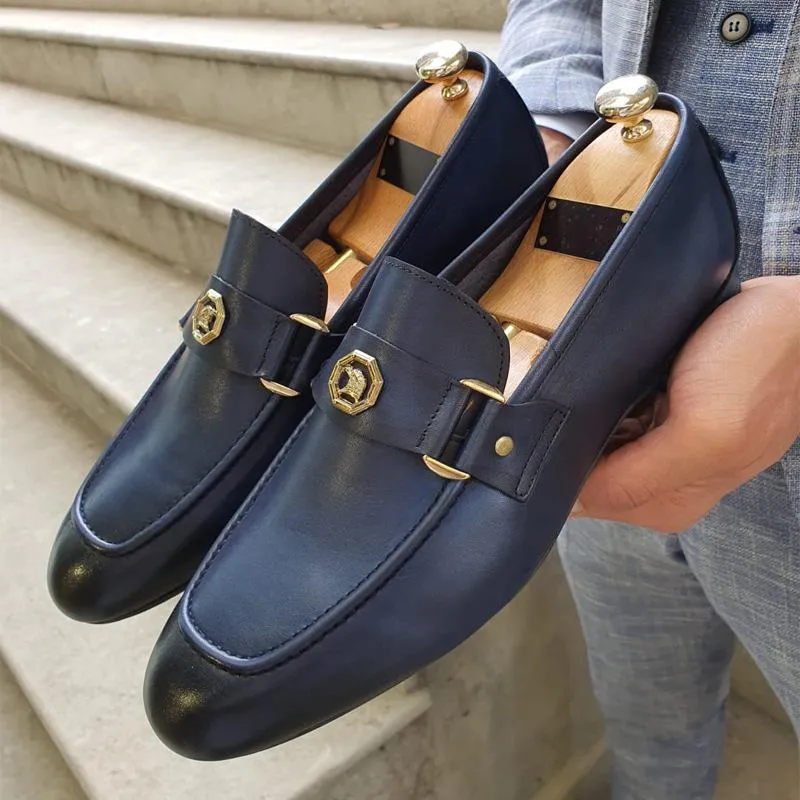 Mens Dress Shoes Slip-On Shoes Genuine Leather Loafers Shoes for Men - 0018