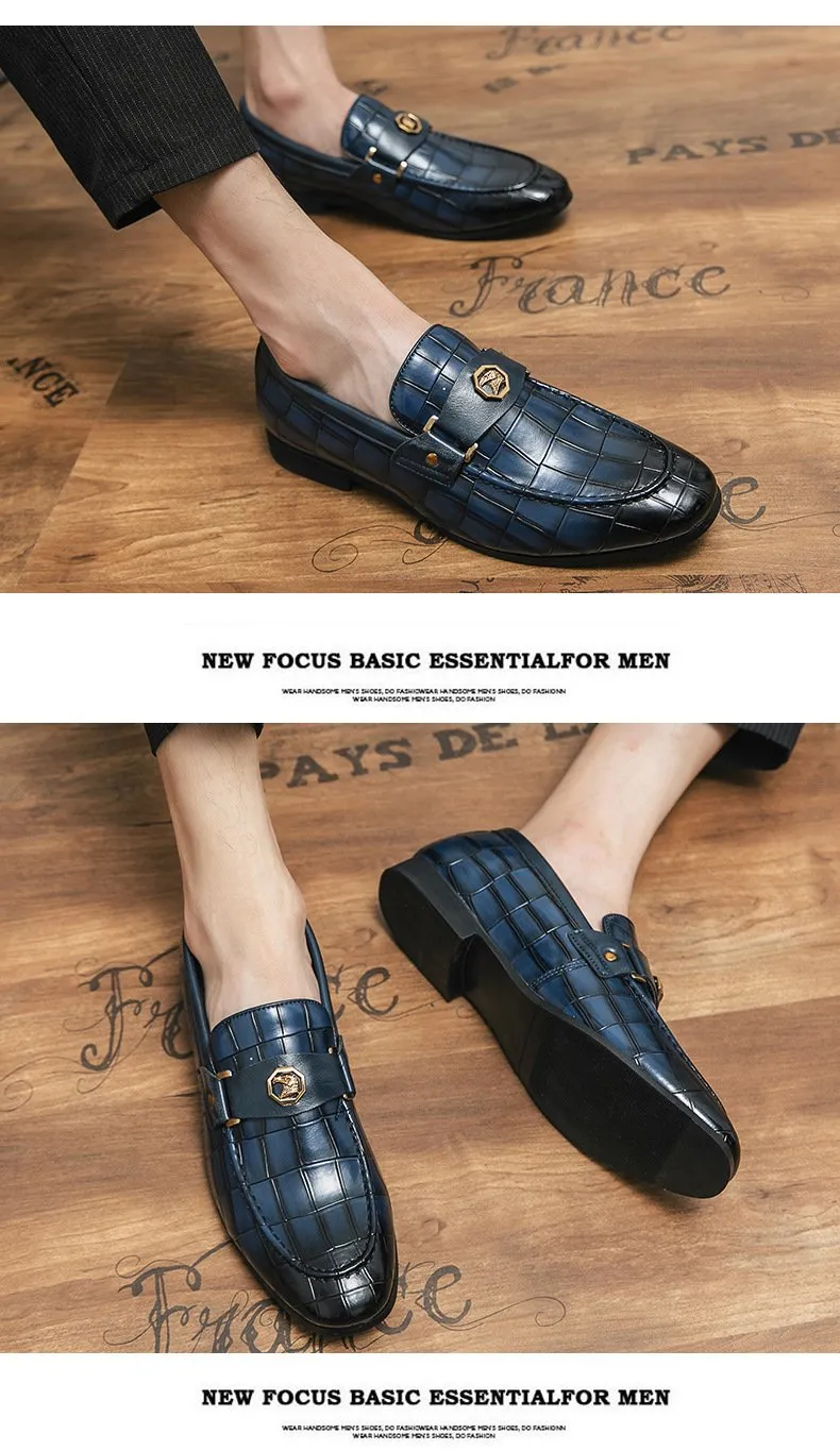 Mens Dress Shoes Slip-On Shoes Genuine Leather Loafers Shoes for Men - 0019