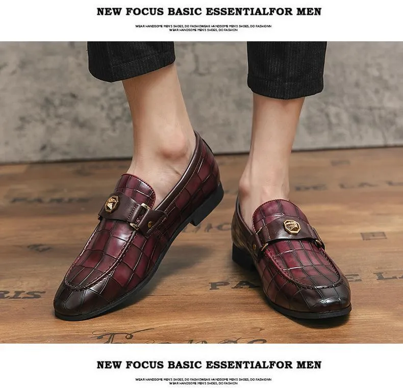 Mens Dress Shoes Slip-On Shoes Genuine Leather Loafers Shoes for Men - 0019