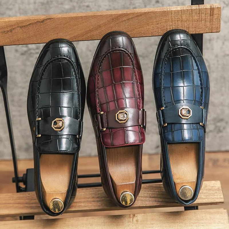 Mens Dress Shoes Slip-On Shoes Genuine Leather Loafers Shoes for Men - 0019