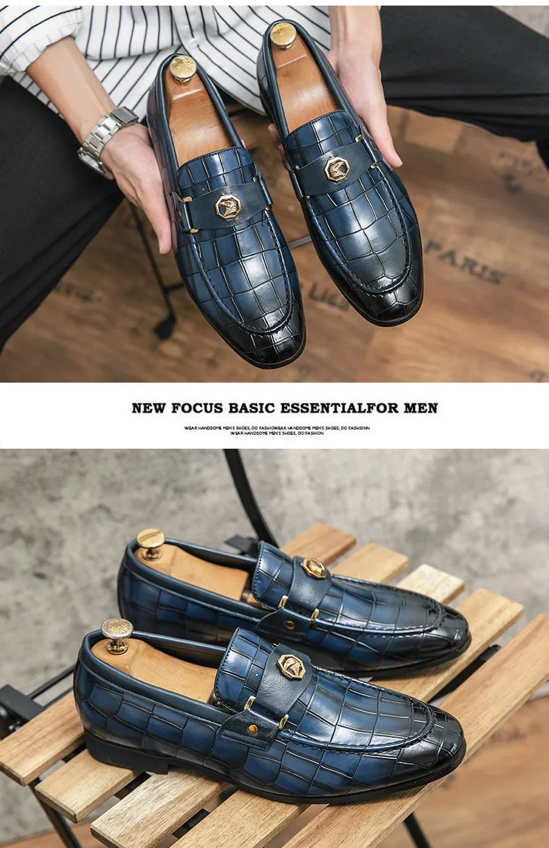 Mens Dress Shoes Slip-On Shoes Genuine Leather Loafers Shoes for Men - 0019