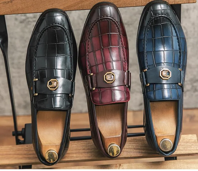 Mens Dress Shoes Slip-On Shoes Genuine Leather Loafers Shoes for Men - 0019