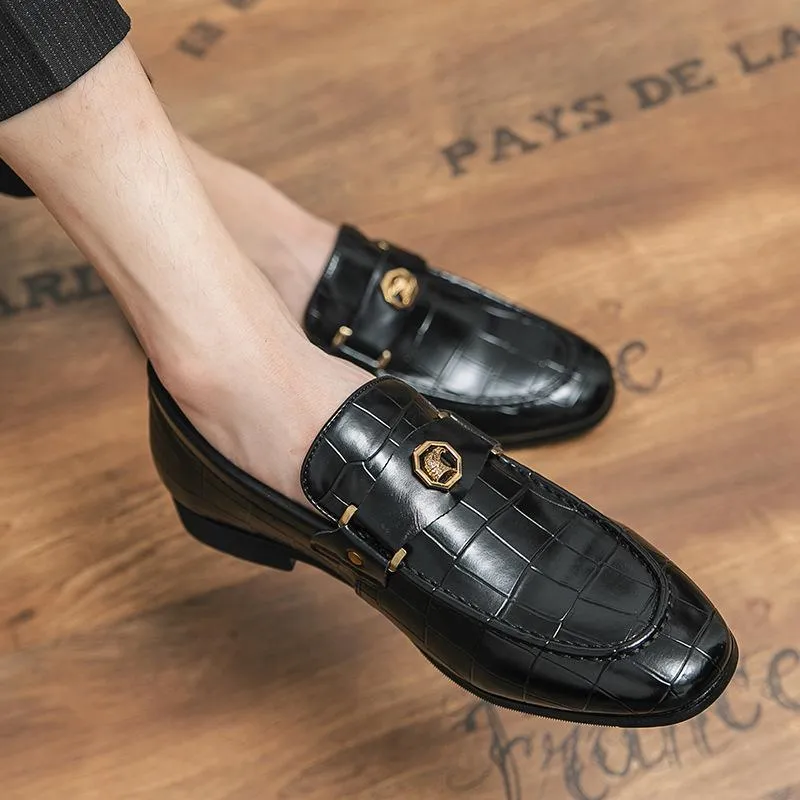 Mens Dress Shoes Slip-On Shoes Genuine Leather Loafers Shoes for Men - 0019