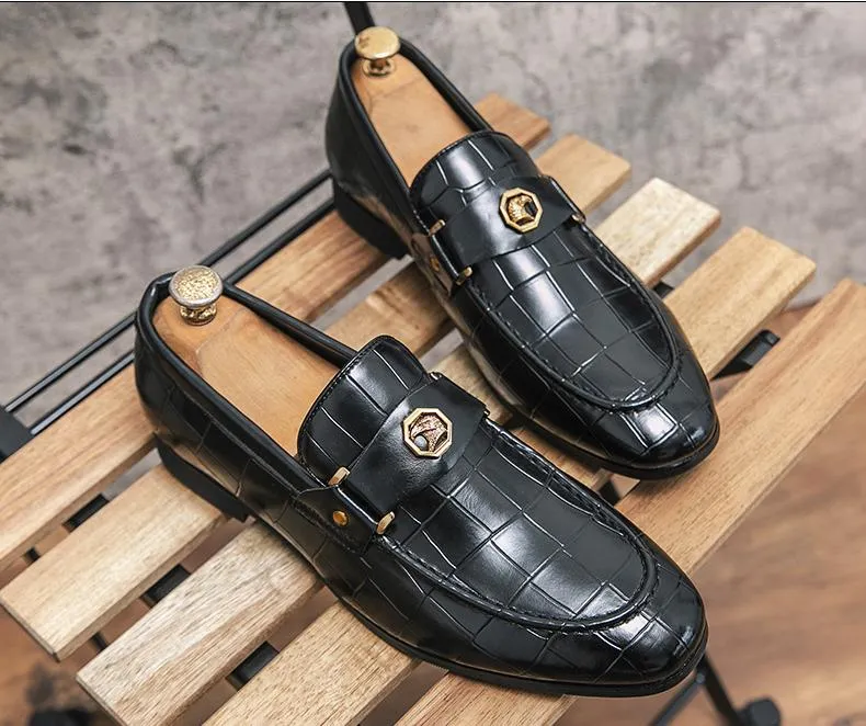 Mens Dress Shoes Slip-On Shoes Genuine Leather Loafers Shoes for Men - 0019