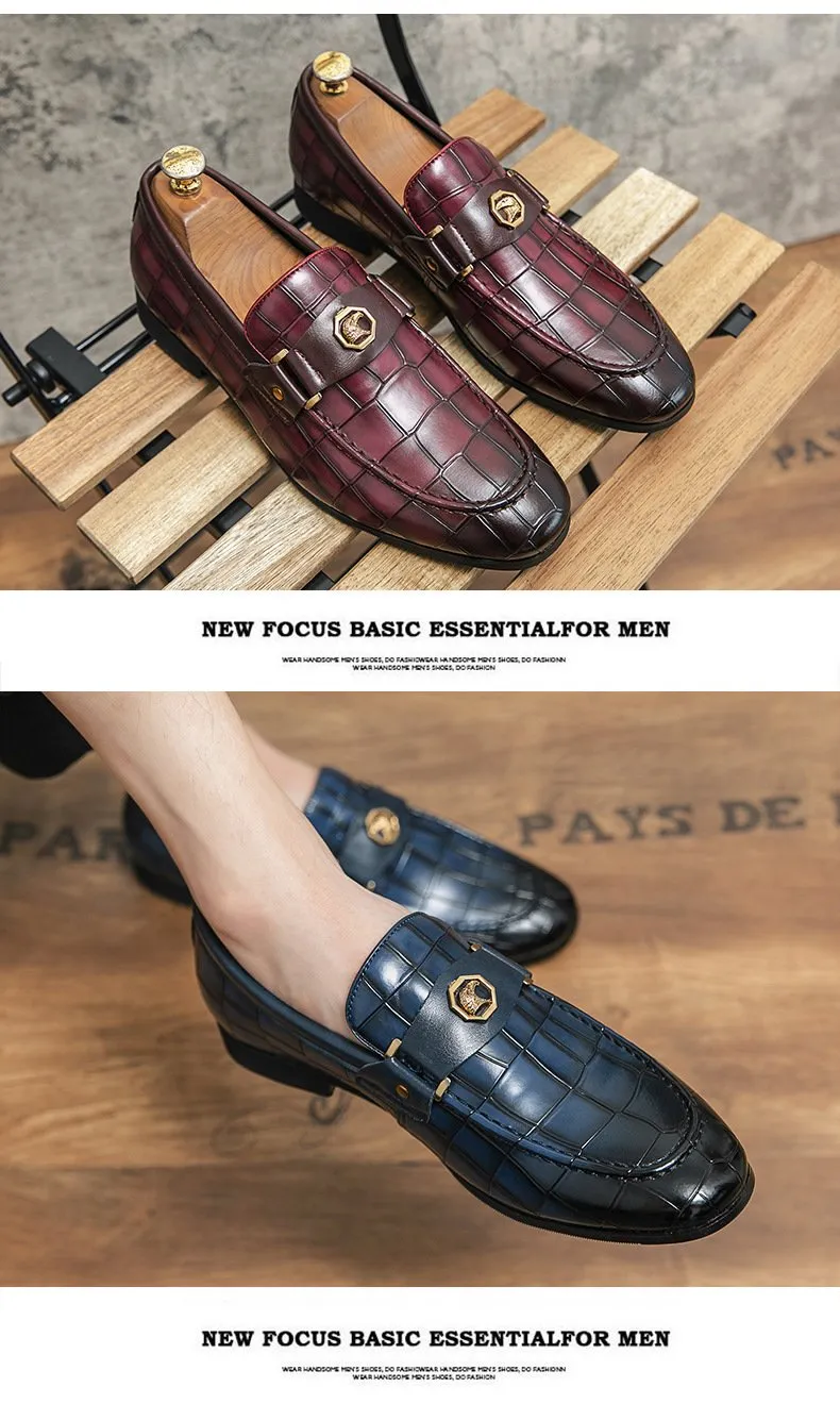 Mens Dress Shoes Slip-On Shoes Genuine Leather Loafers Shoes for Men - 0019