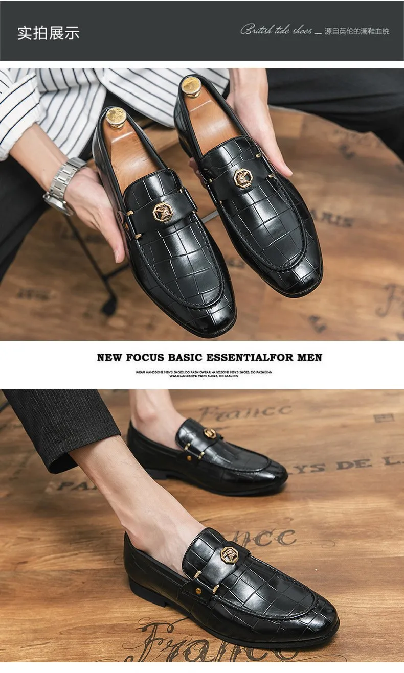 Mens Dress Shoes Slip-On Shoes Genuine Leather Loafers Shoes for Men - 0019