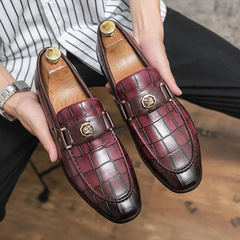 Mens Dress Shoes Slip-On Shoes Genuine Leather Loafers Shoes for Men - 0019