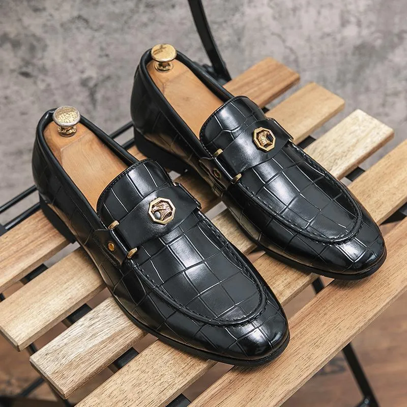 Mens Dress Shoes Slip-On Shoes Genuine Leather Loafers Shoes for Men - 0019