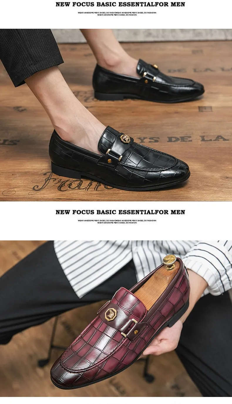 Mens Dress Shoes Slip-On Shoes Genuine Leather Loafers Shoes for Men - 0019