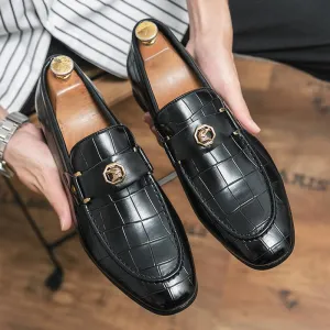 Mens Dress Shoes Slip-On Shoes Genuine Leather Loafers Shoes for Men - 0019