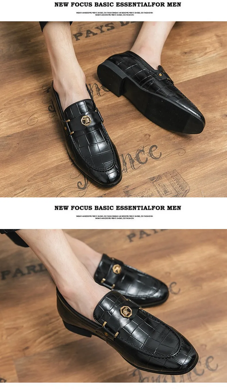 Mens Dress Shoes Slip-On Shoes Genuine Leather Loafers Shoes for Men - 0019