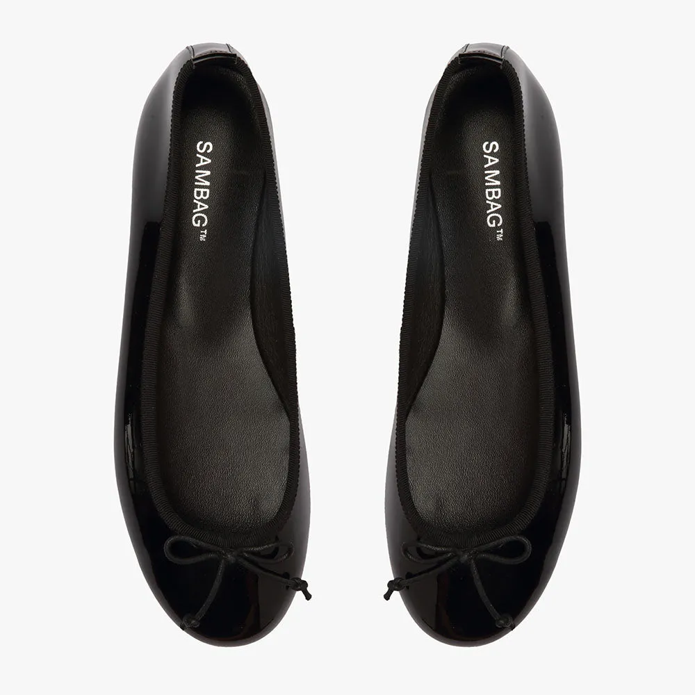 Natalie Black Patent Leather Ballet Flat