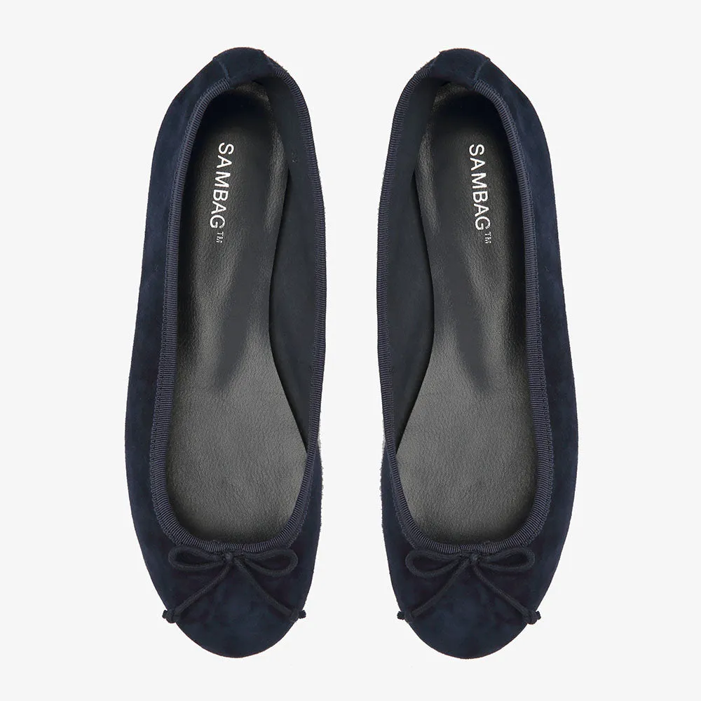 Natalie Navy Suede Ballet flat