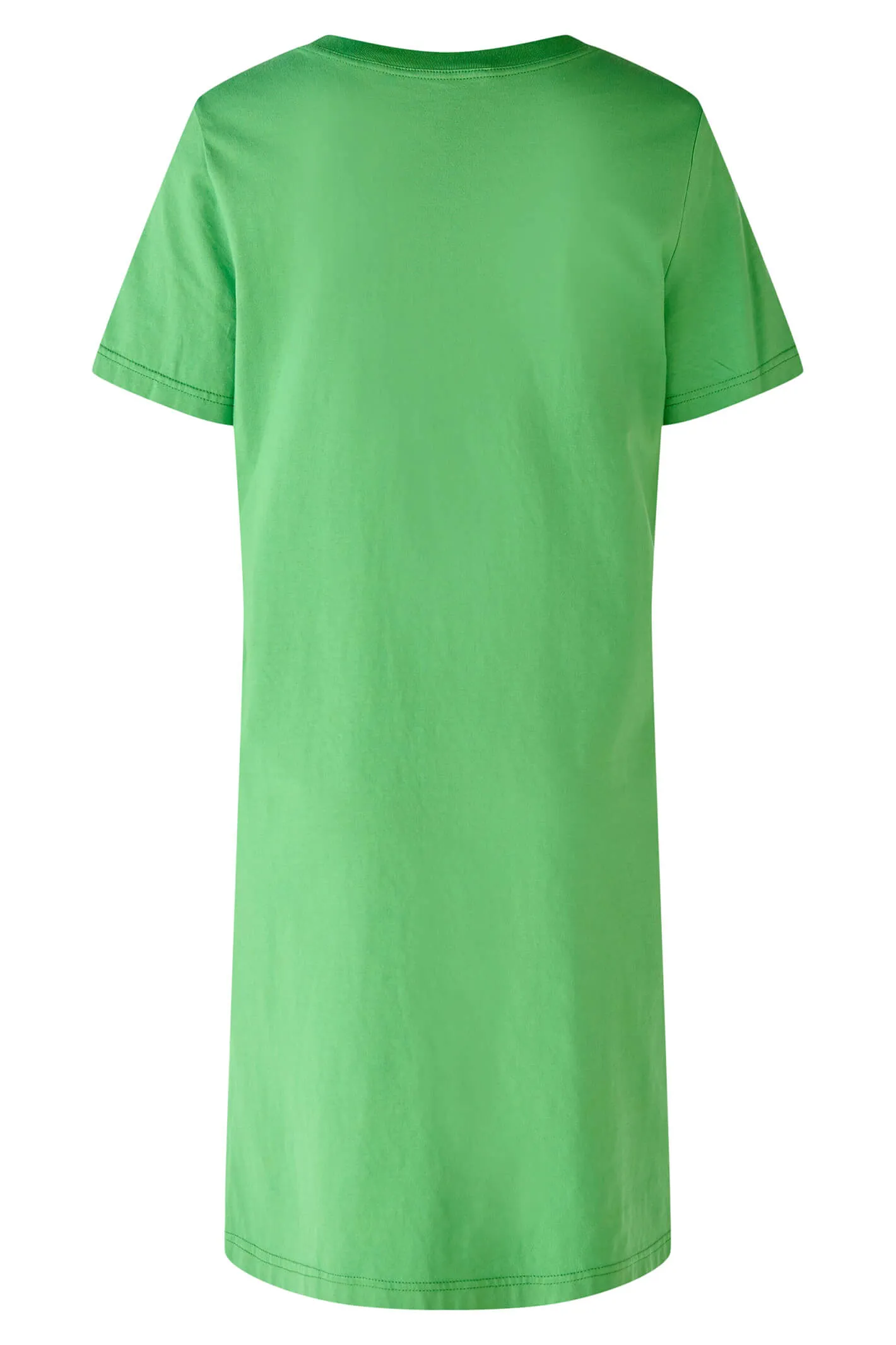 Oui 78504 Leaf Green Linen & Cotton Short Sleeve Dress
