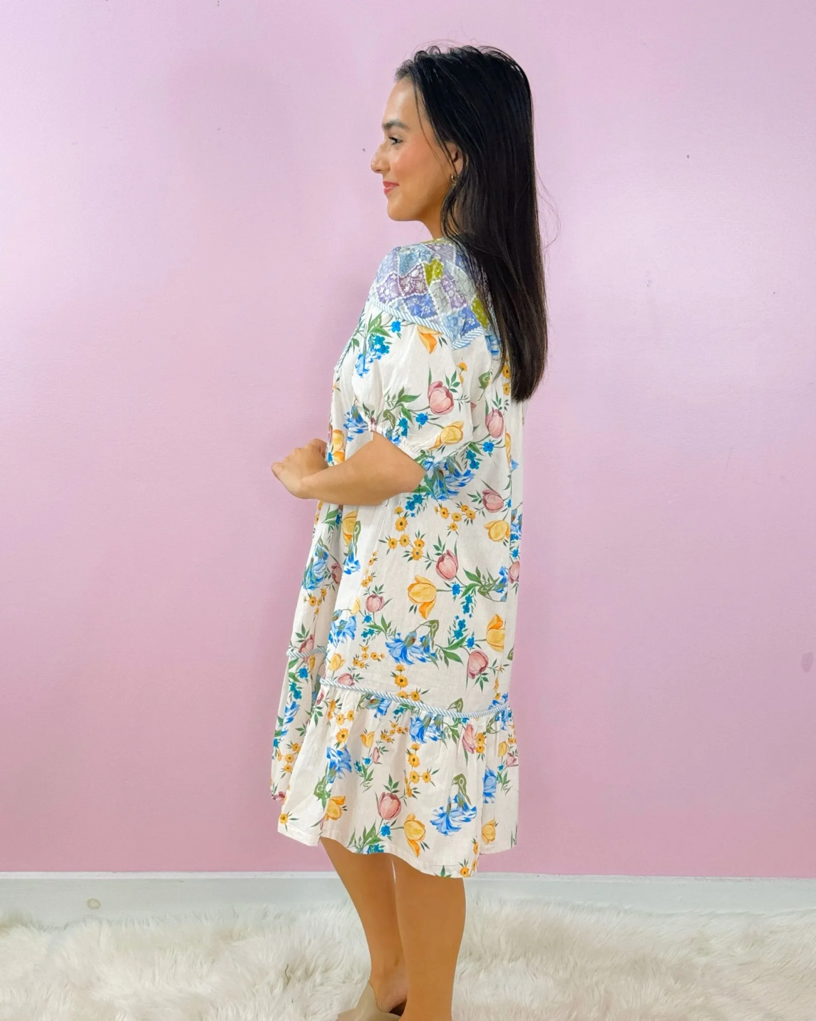 Patchwork Petals Floral Dress