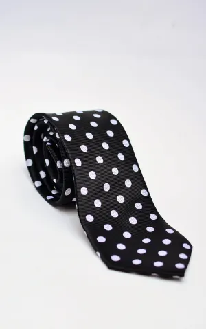 Polka Dot Silk Tie - Black / White