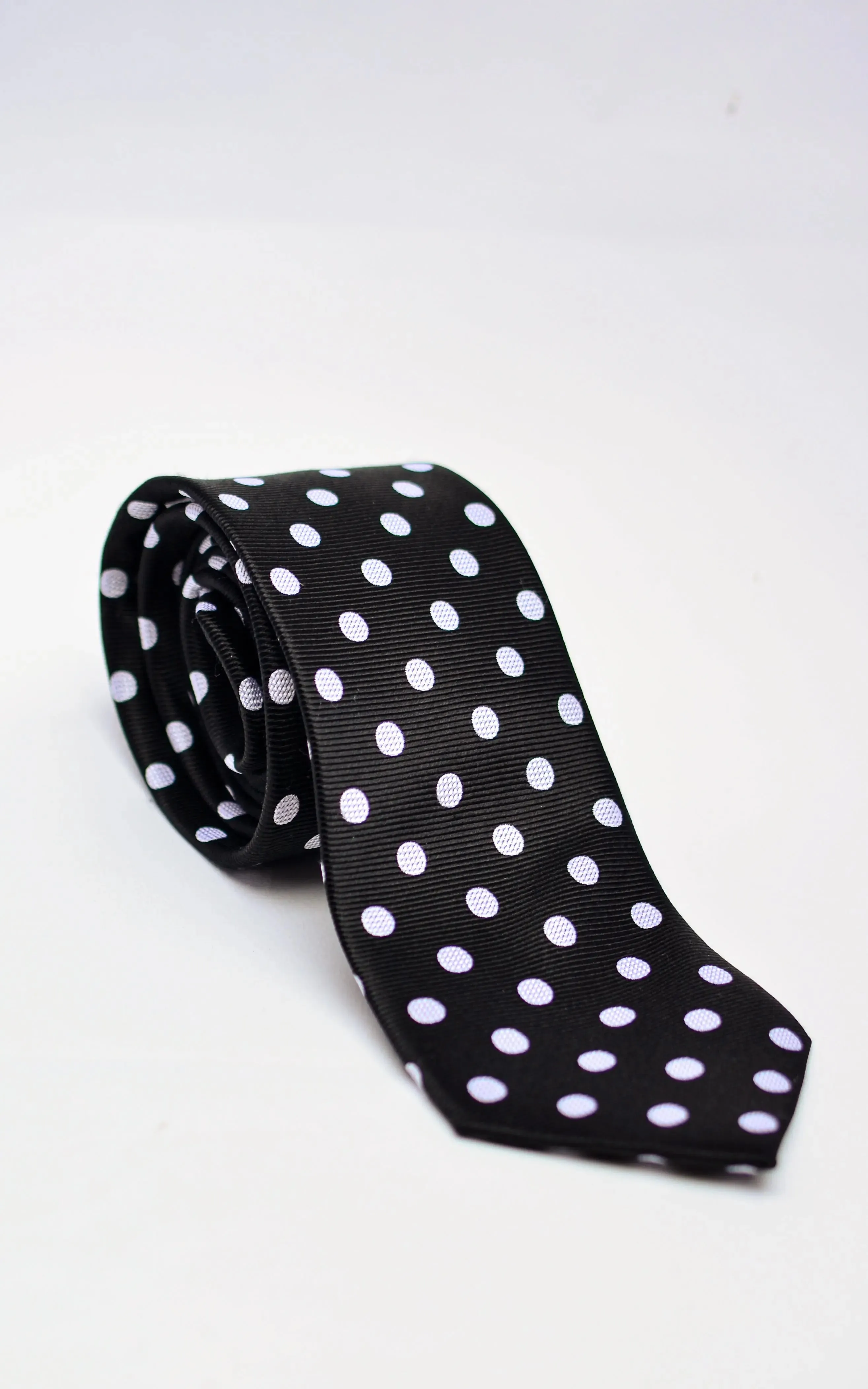 Polka Dot Silk Tie - Black / White