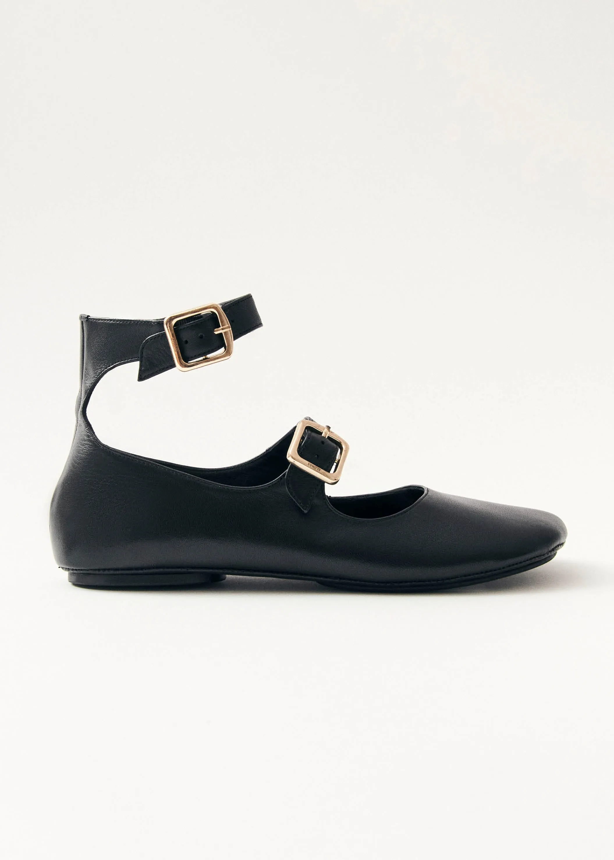 Samoa Black Leather Ballet Flats