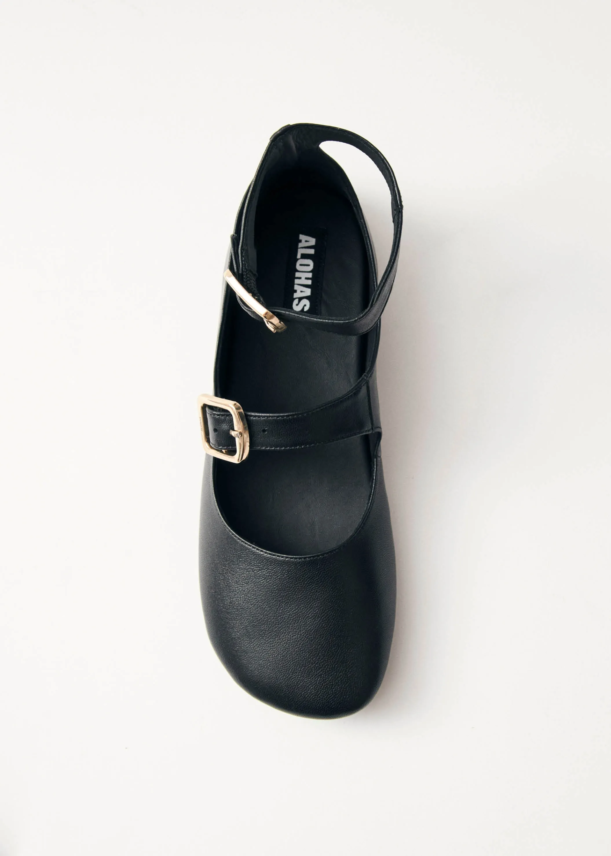 Samoa Black Leather Ballet Flats