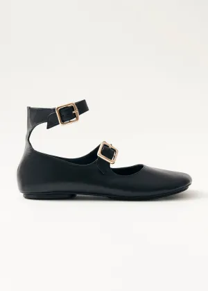 Samoa Black Leather Ballet Flats