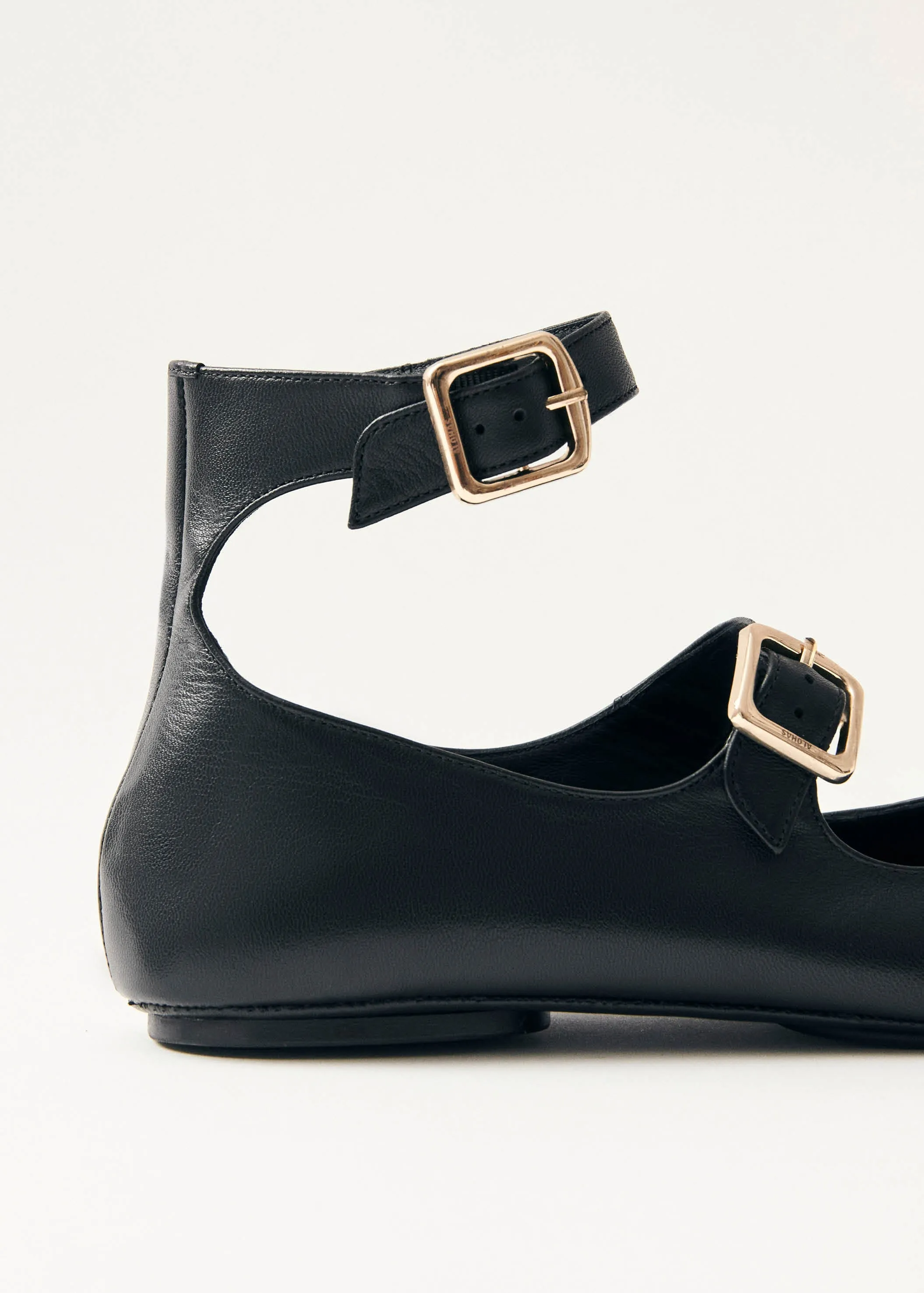 Samoa Black Leather Ballet Flats