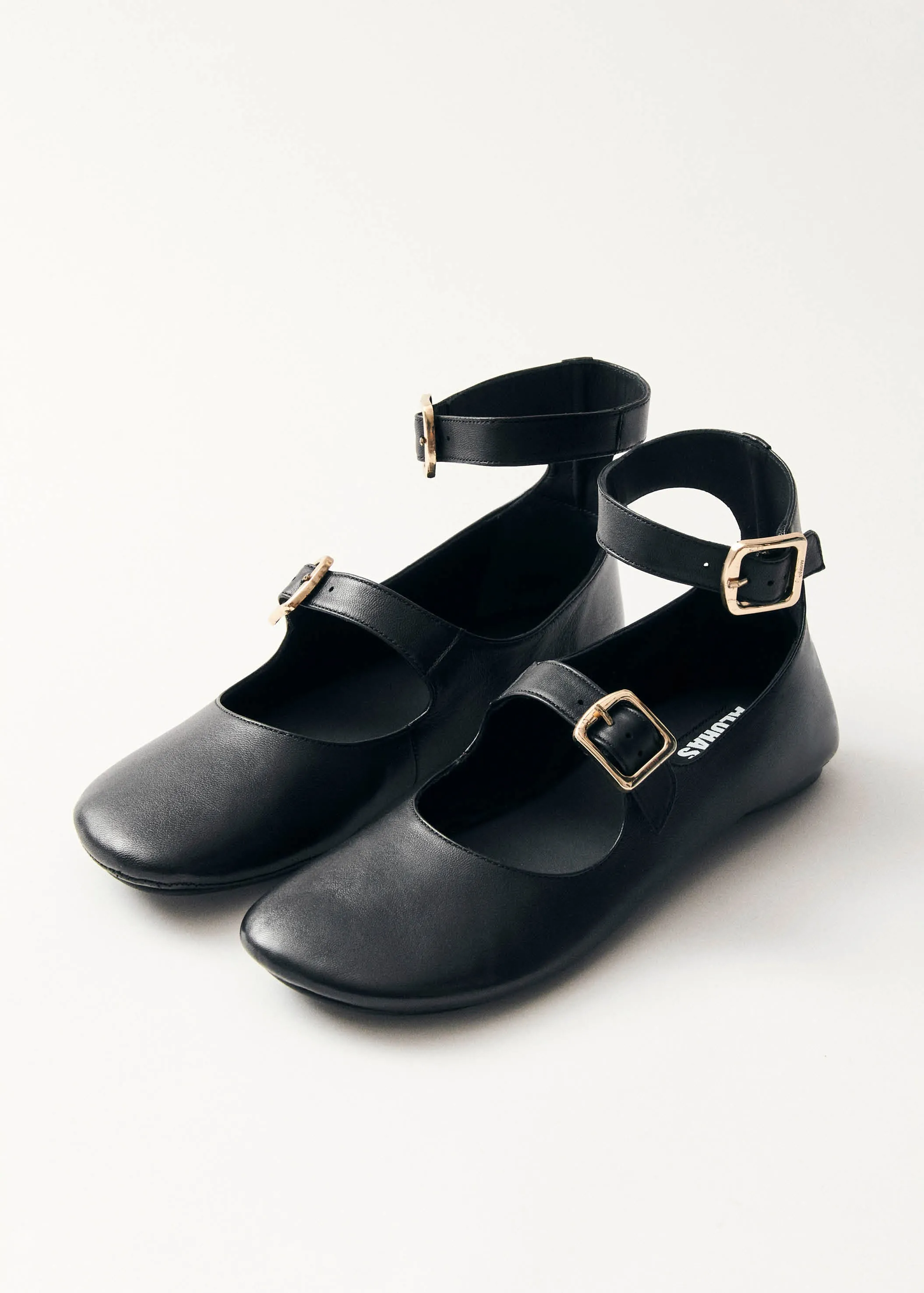 Samoa Black Leather Ballet Flats