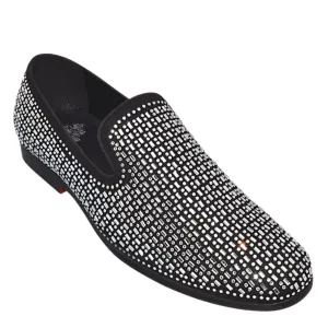 Silver Prom Loafers | Men's Black & Silver Sparkle Dress