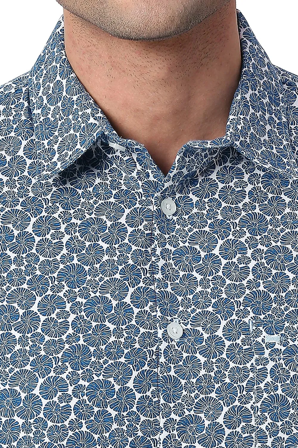 Slim Fit Cotton Slub Printed Shirt