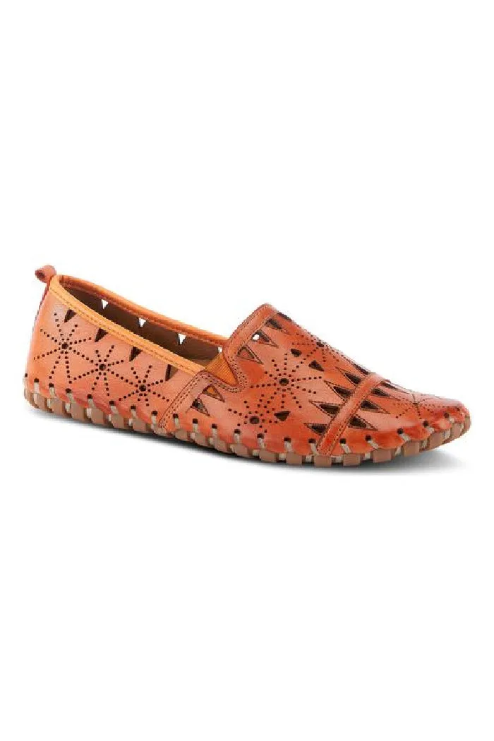 Spring Step Leather Perforated Slip-On Shoes- Fusaro